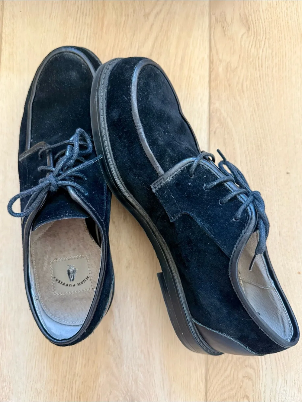 Hush Puppies Vintage Men's Black Riverbuck Suede Lace-Up Derby Shoes Size 8